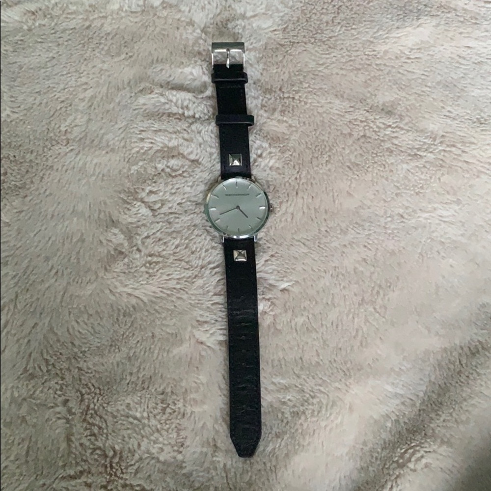 Rebecca Minkoff leather & stainless steel watch